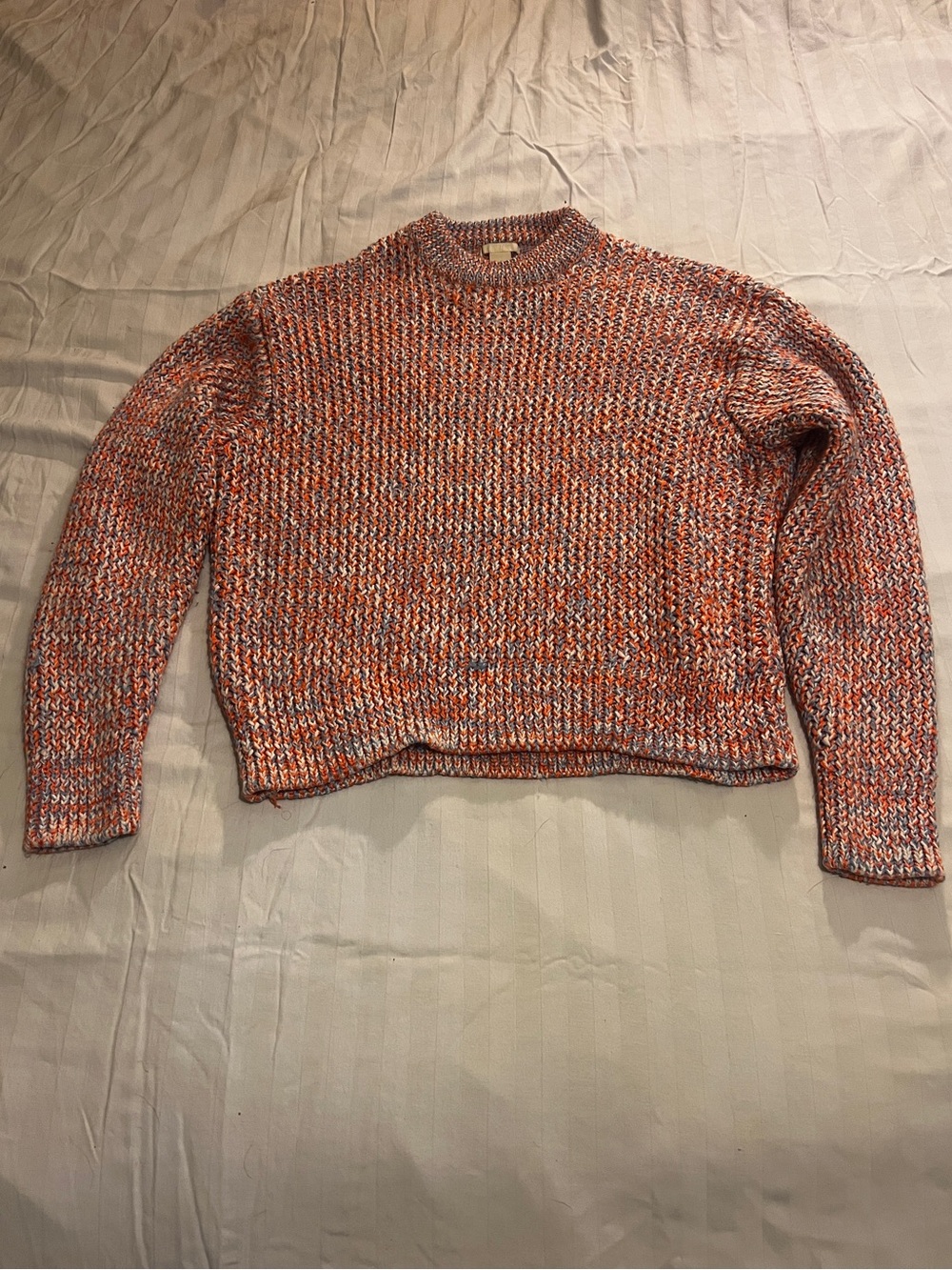 Cozy H&M Marled Orange and Blue Crewneck Sweater